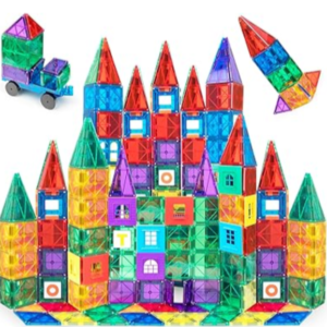 Playmags 150-Piece Magnetic Tiles Building Set – 3D Magnet Building Blocks, Creative Imagination, Inspirational, Educational STEM Toys for Kids